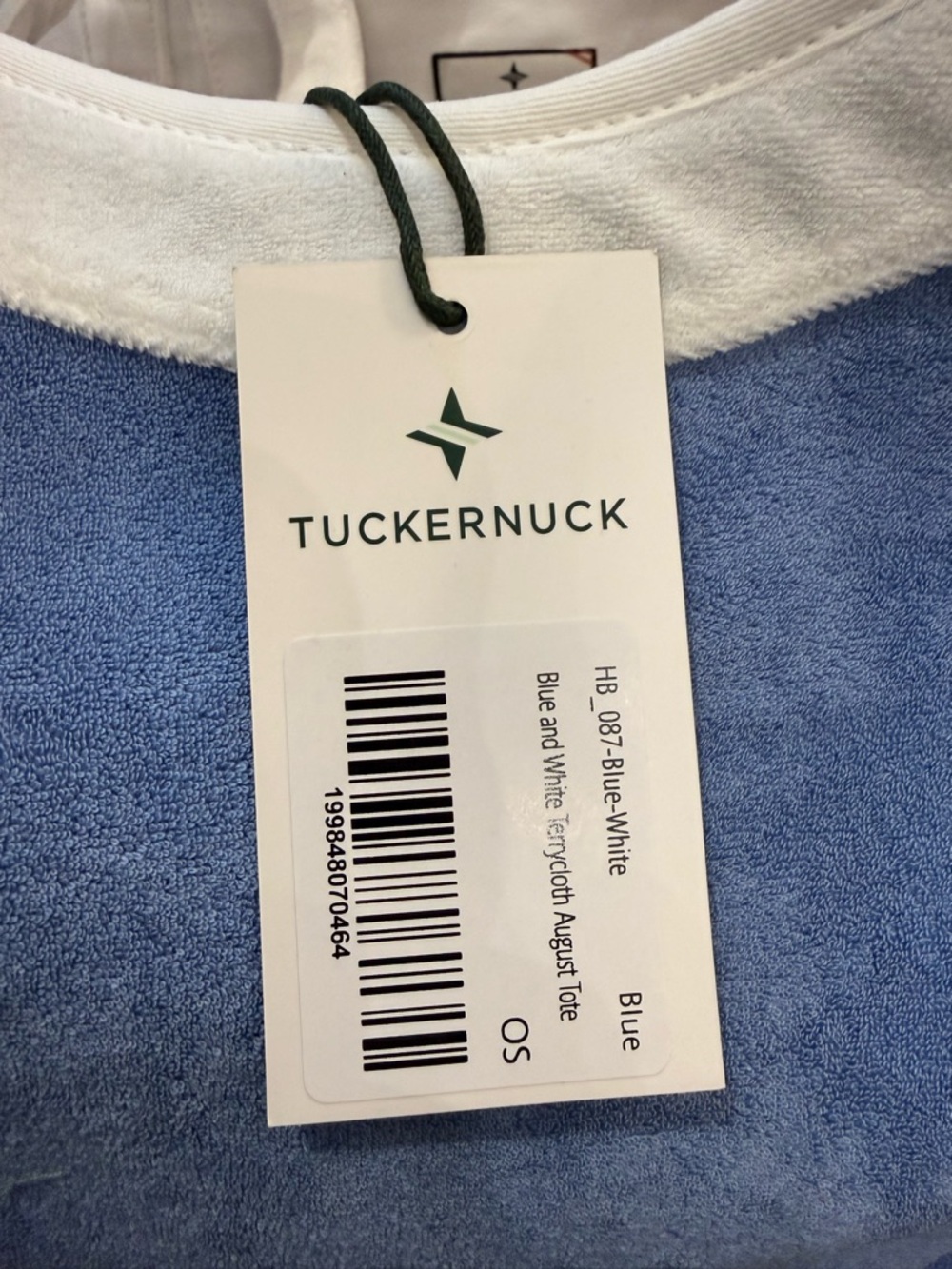 TUCKERNUCK ACCESSORIES Blue & White Terrycloth August Tote Beach Bag - NWT - Picture 8 of 11